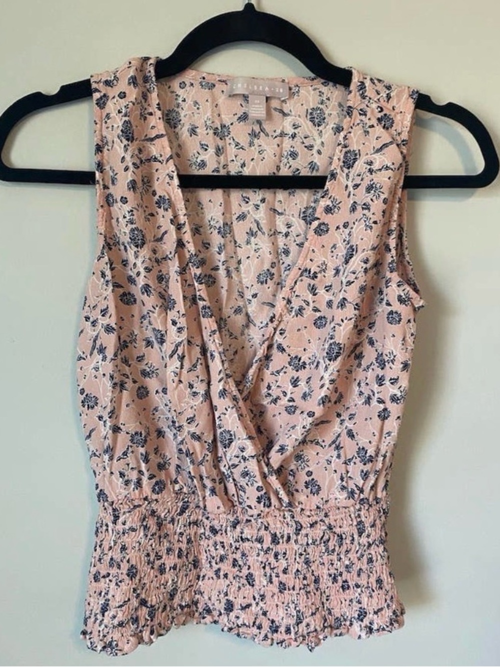 Chelsea28 Surplice Pink Floral Wrap Peplum Blouse